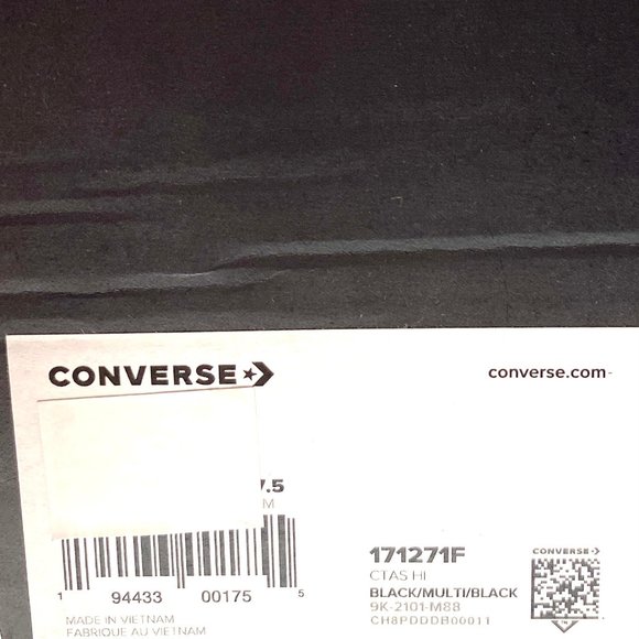 Converse Men's Size 9 171271F CTAS PSYCHEDELIC HOOPS Black Canvas Hi Top Sneaker - Picture 10 of 10